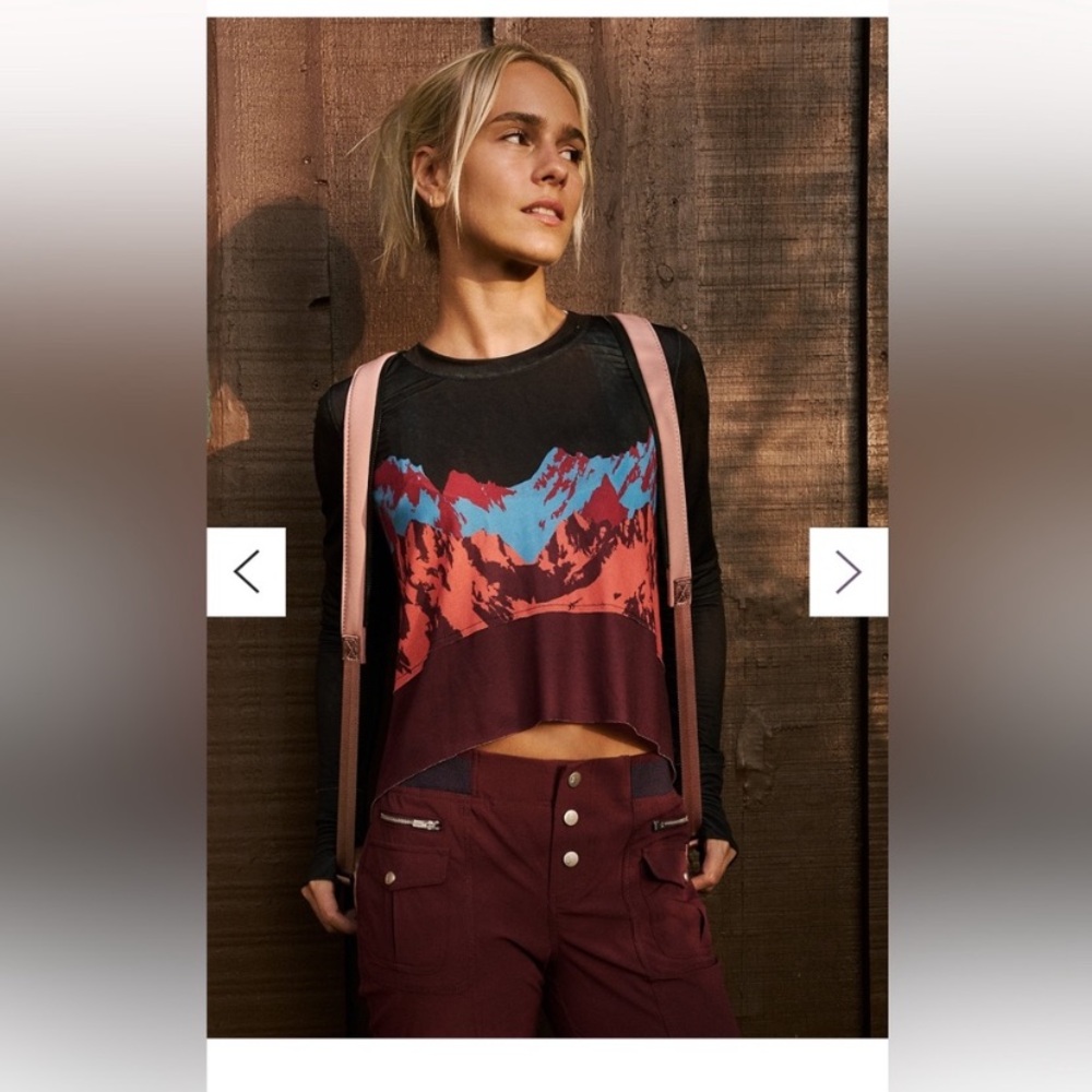 Free People Movement Tempo Printed Brown Long Sleeve Tee View 4